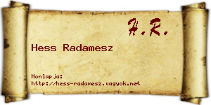 Hess Radamesz névjegykártya